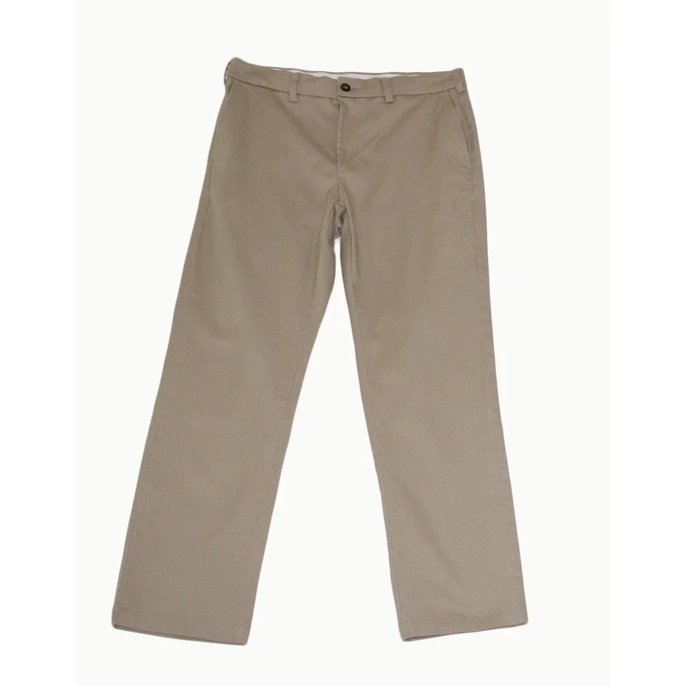 George Mens Khaki Chino Pants Tan Flat Front Straight Leg Trousers 31x29.5